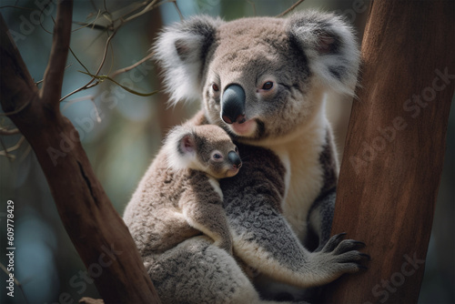 a koala holding her cub © imur