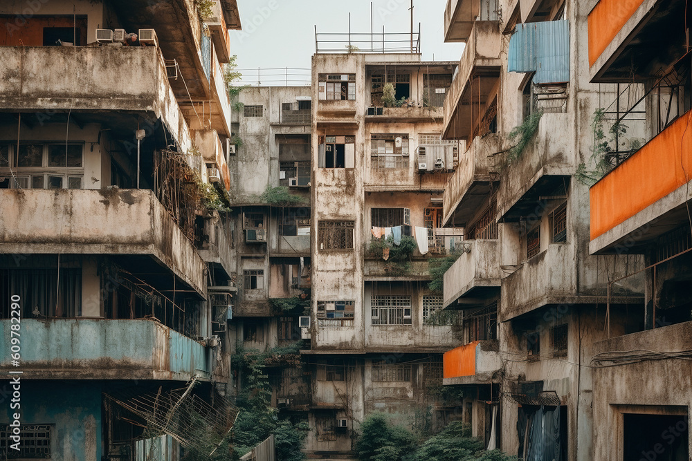 An abandoned apartment complex - Generative AI