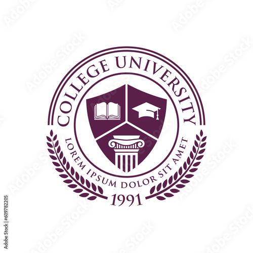 Education badge logo design. University high school emblem. Vector Logo Template