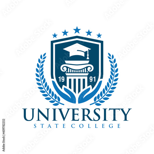Education badge logo design. University high school emblem. Vector Logo Template