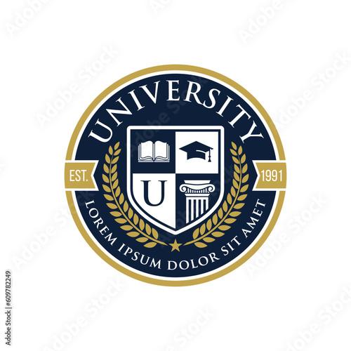 Education badge logo design. University high school emblem. Vector Logo Template