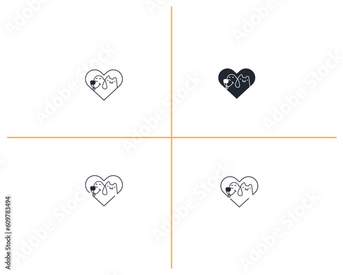 Dog and cat logo design template vector, line of pet logo design suitable for pet shop, store, caffe, business, hotel, veterinary clinic, Domestic animals vector illustration logotype, sign, symbol.