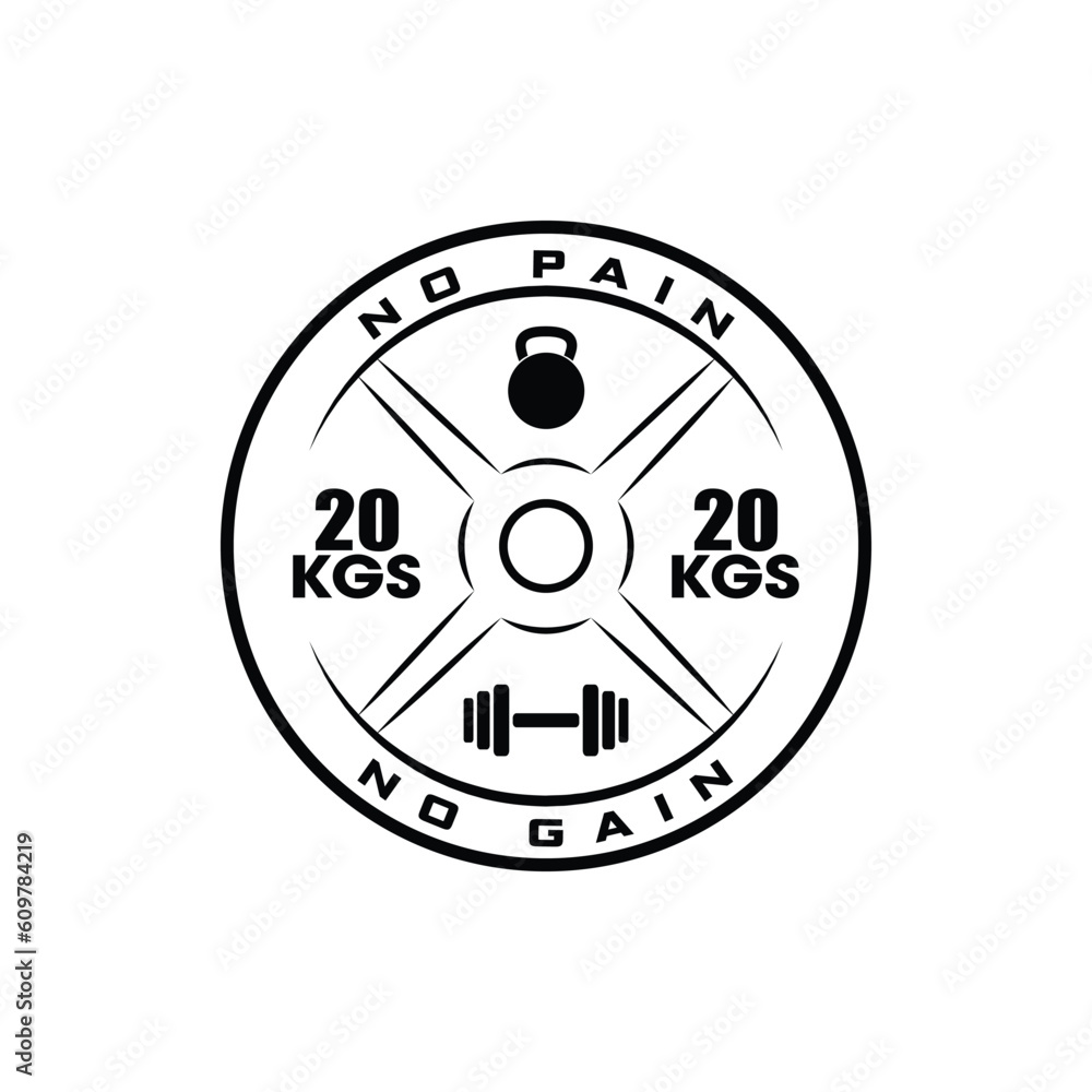 Vector Black and White barbell Plate, CrossFit logo Vector Black and White barbell Plate, CrossFit logo