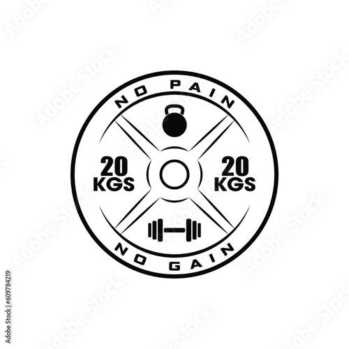 Vector Black and White barbell Plate, CrossFit logo