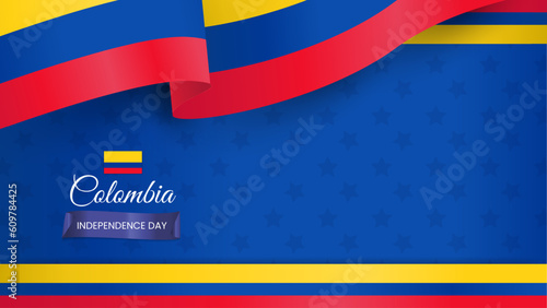 colombia independence day banner with colombia flag. Vecktor illustration