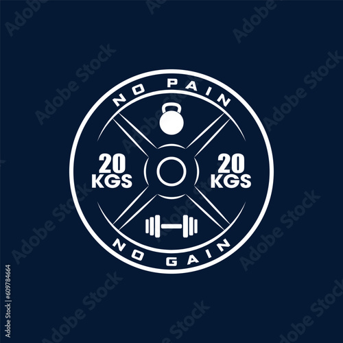 Vector Black and White barbell Plate, logo design