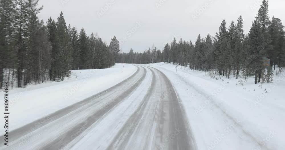 Snowy road winter driving Snowy road winter driving