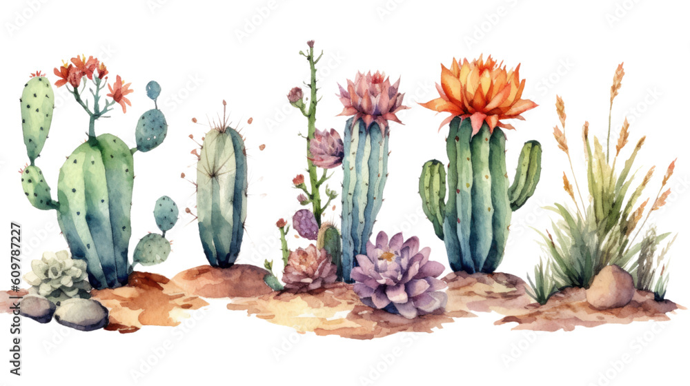 desert cacti in watercolor style, isolated on a transparent background for design layouts desert cacti in watercolor style, isolated on a transparent background for design layouts
