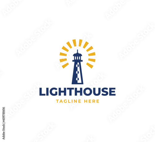 Lighthouse, Beacon logo icon. Vector Illustration.