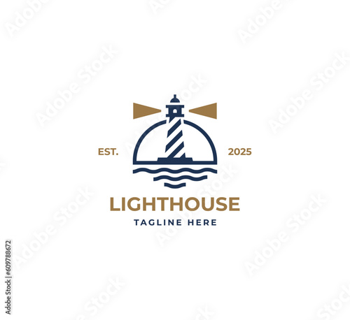 Lighthouse, Beacon logo icon. Vector Illustration.