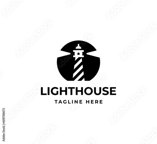 Lighthouse, Beacon logo icon. Vector Illustration.