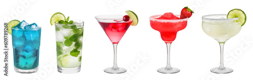 Fotografia Summer cocktails on a transparent background. Generative AI