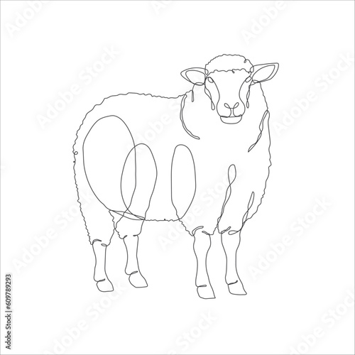 Sheep in one continuous line drawing. Sheep icon. Lamb line art icon concept. Trendy sheep single line draw design illustration. Vector illustration