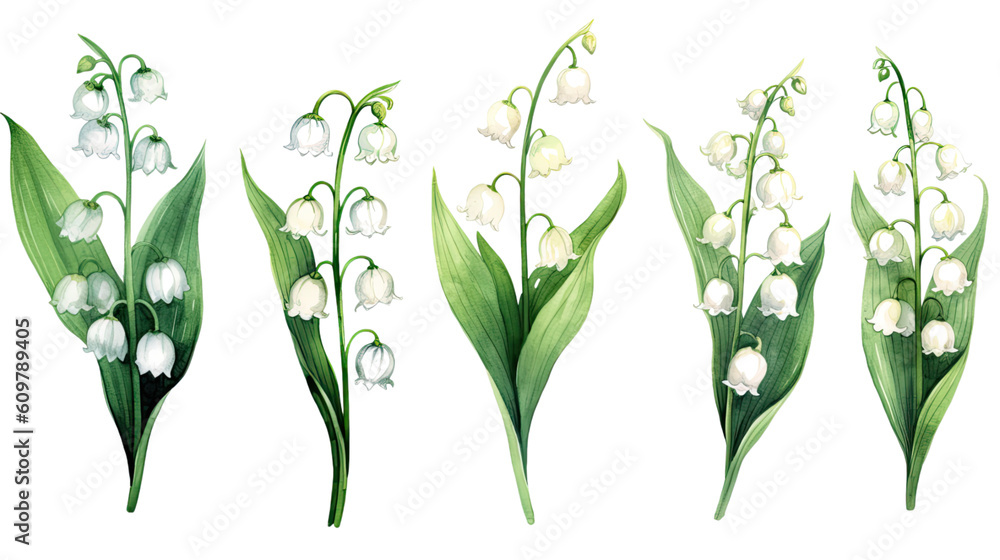 lily of the valley in watercolor style, isolated on a transparent ...