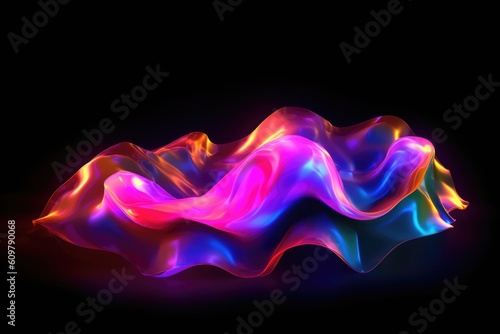 photo of single Holographic Neon Fluid Waves Generated AI