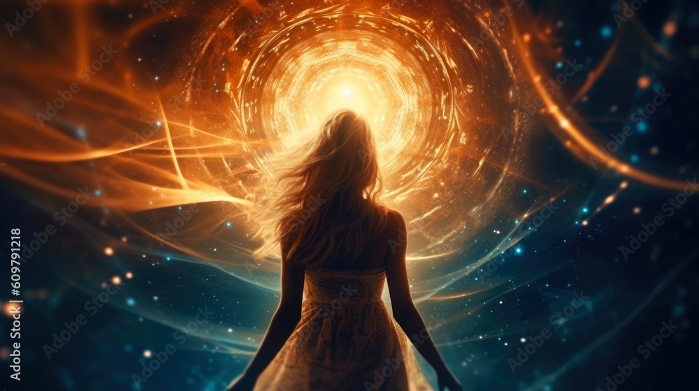 Psychic waves experimentation, psychedelia, and bold mental, emotional, and spiritual journey, journey into wellness with psychic waves, Generative AI illustration