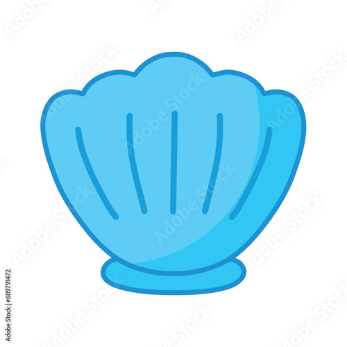 Flat Clam Clip Art with Outline Sea Animal Doodle Cartoon Animated Vector Illustration