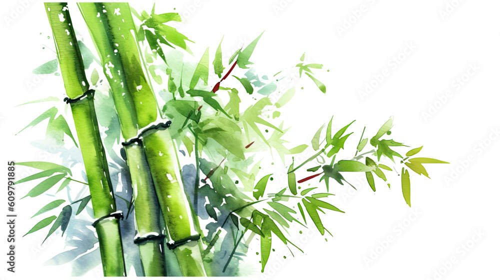 bamboo in watercolor style, isolated on a transparent background for design layouts - obrazy, fototapety, plakaty 