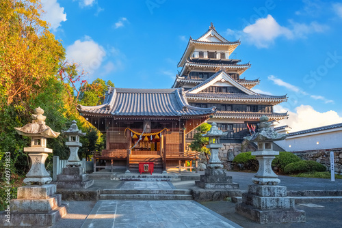 Nakatsu, Japan - Nov 26 2022: Nakatsu Castle known as one of the three mizujiro, or "castles on the sea", in Japan. The original castle was destroyed in the Meiji Restoration and rebuilt in 1964