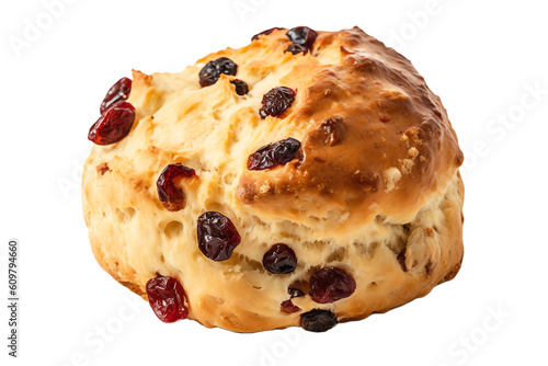 A perfectly baked scone with dried cranberries
