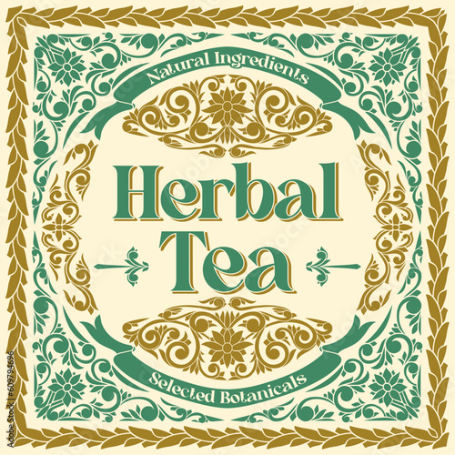 Herbal Tea - ornate vintage decorative label