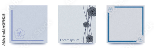 中心が星になっている　シンプルなねじり梅のイラスト　正方形ベクターテンプレートカード/メッセージカード/年賀/ショップカード/お祝い