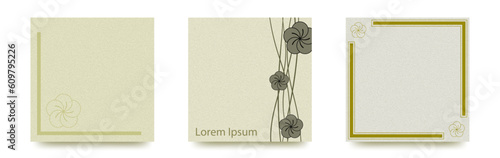 中心が星になっている　シンプルなねじり梅のイラスト　正方形ベクターテンプレートカード/メッセージカード/年賀/ショップカード/お祝い