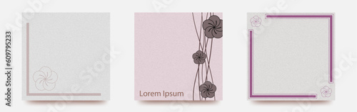 中心が星になっている　シンプルなねじり梅のイラスト　正方形ベクターテンプレートカード/メッセージカード/年賀/ショップカード/お祝い