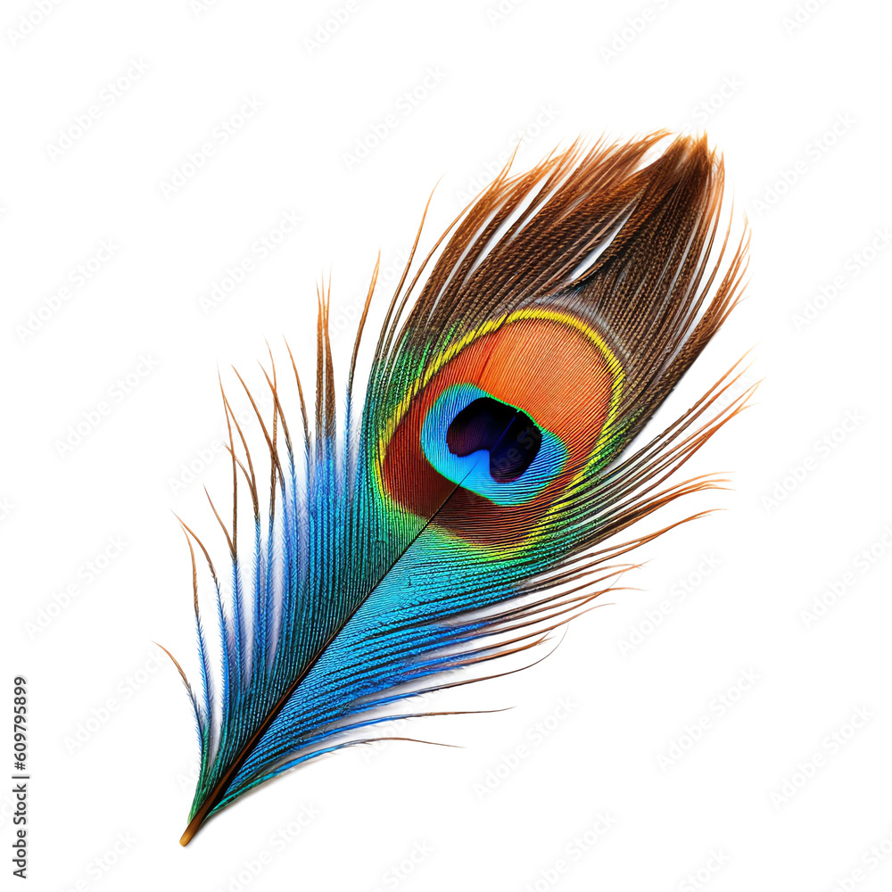 Fototapeta premium A single feather from a peacock 
