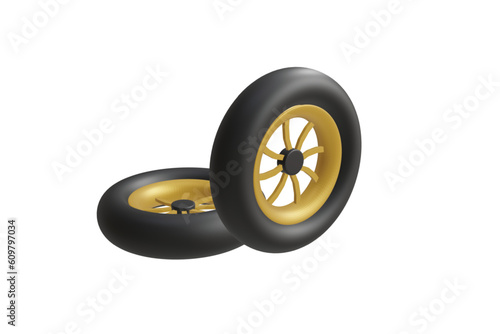 Sport Motorcycle Front Wheel on white. 3D illustration