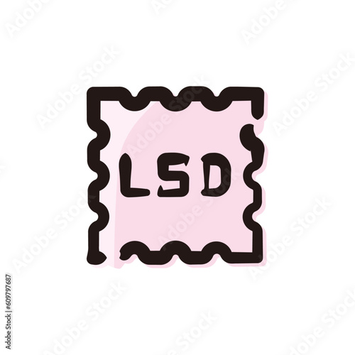LSD - Hippie icon/illustration (Hand-drawn line, colored version)