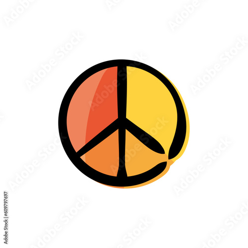 Peace sign - Hippie icon/illustration (Hand-drawn line, colored version)