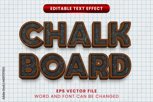 3D black chalkboard editable vector text effect