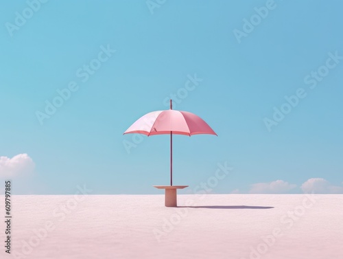 Wallpaper Mural minimalist art of architectural design in empty desert setting with parasol umbrella on very sunny day, generative ai Torontodigital.ca