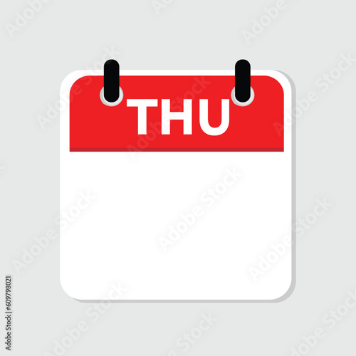 desktop calendar with ribbon, new calendar, thursday icon with white background, calender icon