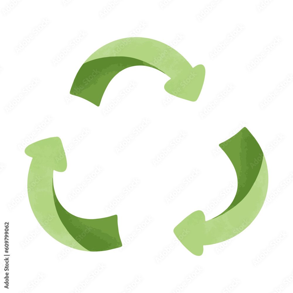 Obraz premium Hand drawn green circular arrow element illustration.