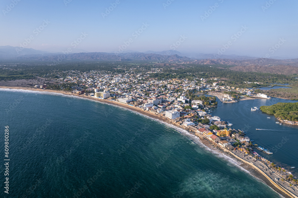 Barra de Navidad beach town, cihuatlan, Jalisco, mouth of river, Melaque Beach, Costalegre, bay of navidad.