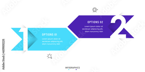 Vector Infographic label design template with icons and 2 options or steps. Can be used for process diagram, presentations, workflow layout, banner, flow chart, info graph.