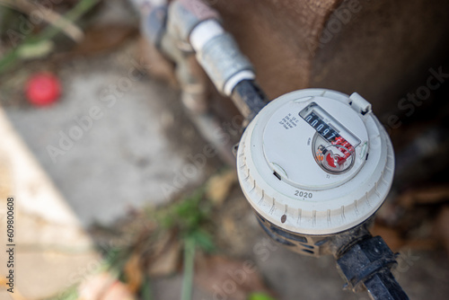 water meter for the home outside a house in mexico.