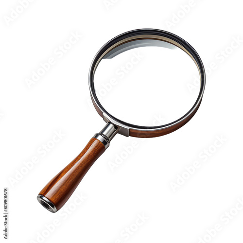 Magnifying glass featuring a polished wooden handle

