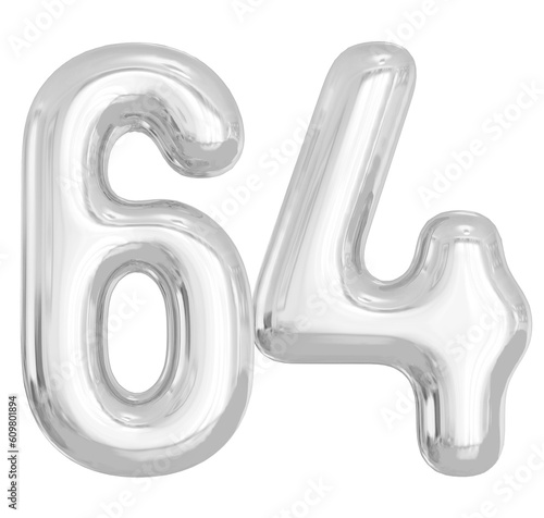 64 Silver Balloons Number 