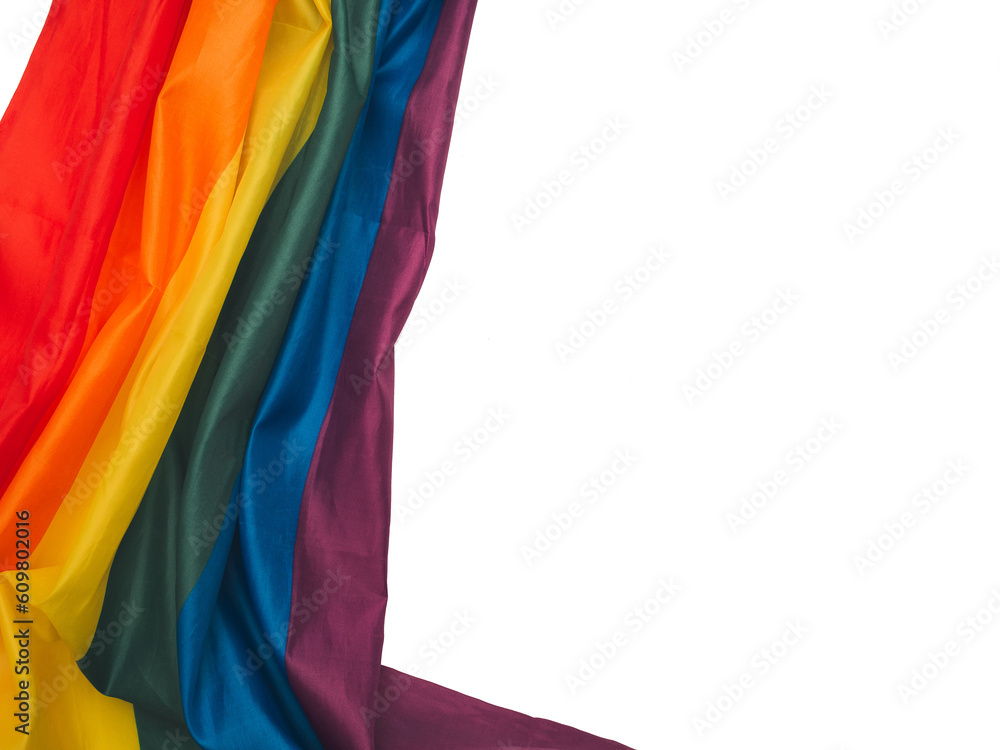 Part of the rainbow flag or LGBTQ flag is on a transparent background. Pride month