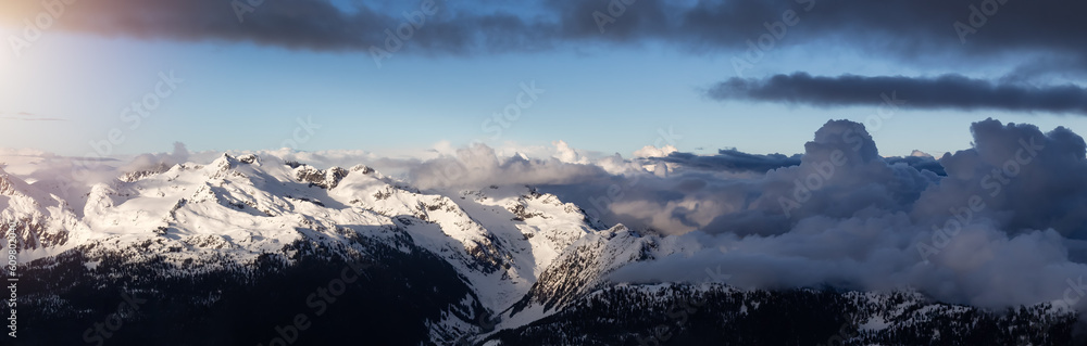 Aerial Panoramic View of Canadian Mountain Landscape. Squamish, British Columbia, Canada