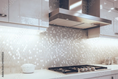 Kitchen with a Built-in Stove Top Ove Generative AI