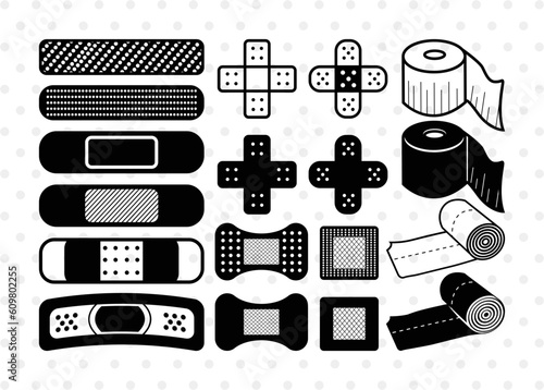 Bandage Silhouette, Bandage SVG, First Aid Svg, Band Aid Svg, Medicine Svg, Bandage Bundle, SB00138