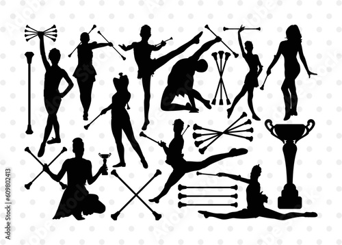 Baton Twirling Silhouette, Baton Twirling SVG, Baton Svg, Sports Svg, Baton Twirling Bundle, SB00104