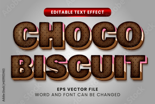 Choco biscuit 3d editable vector text effect