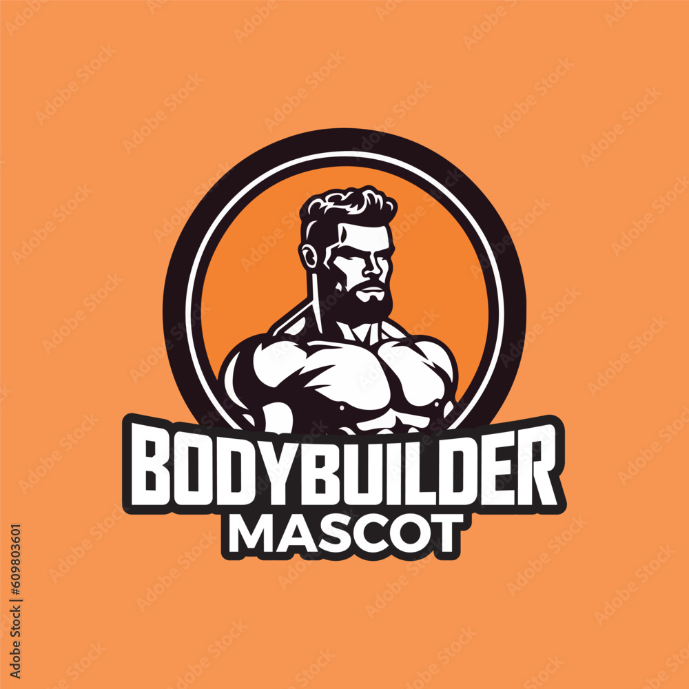 Body Builder Mascot Logo Design Muscular Men Strong Man Mascot Logo Body Builder Mascot Logo Design Muscular Men Strong Man Mascot Logo