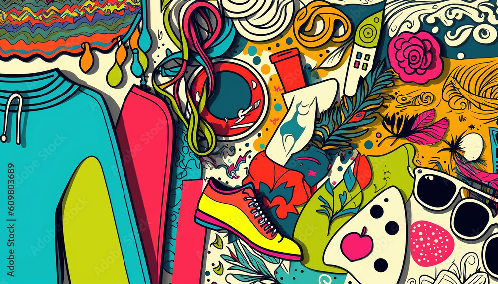 colorful fashion doodle background colorful fashion doodle background