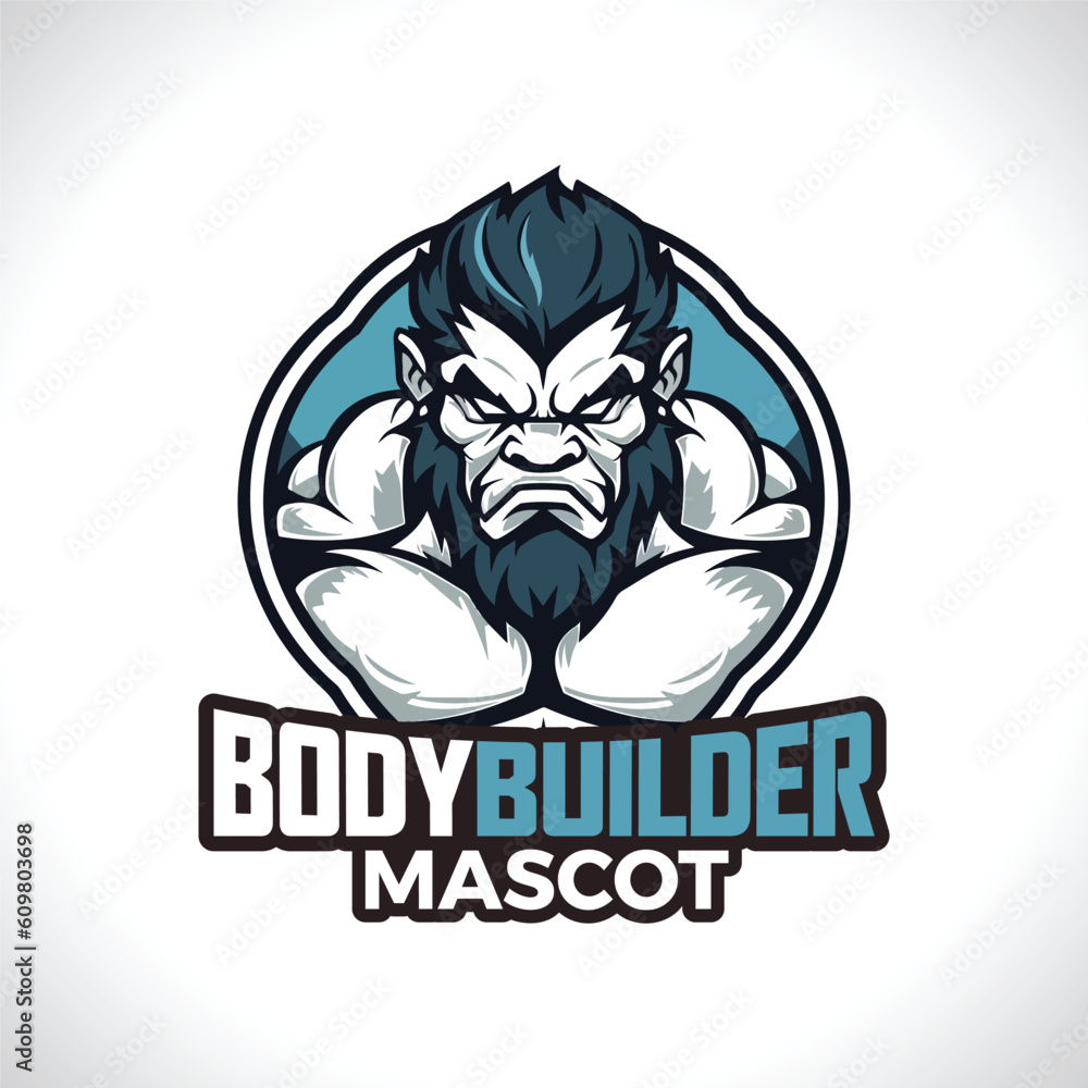 Body Builder Mascot Logo Design Muscular Men Strong Man Mascot Logo Body Builder Mascot Logo Design Muscular Men Strong Man Mascot Logo